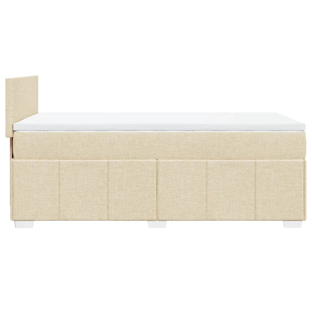 Box Spring Postel S Matrací Krémová 100 X 200 Cm Textil