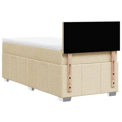 Box Spring Postel S Matrací Krémová 100 X 200 Cm Textil