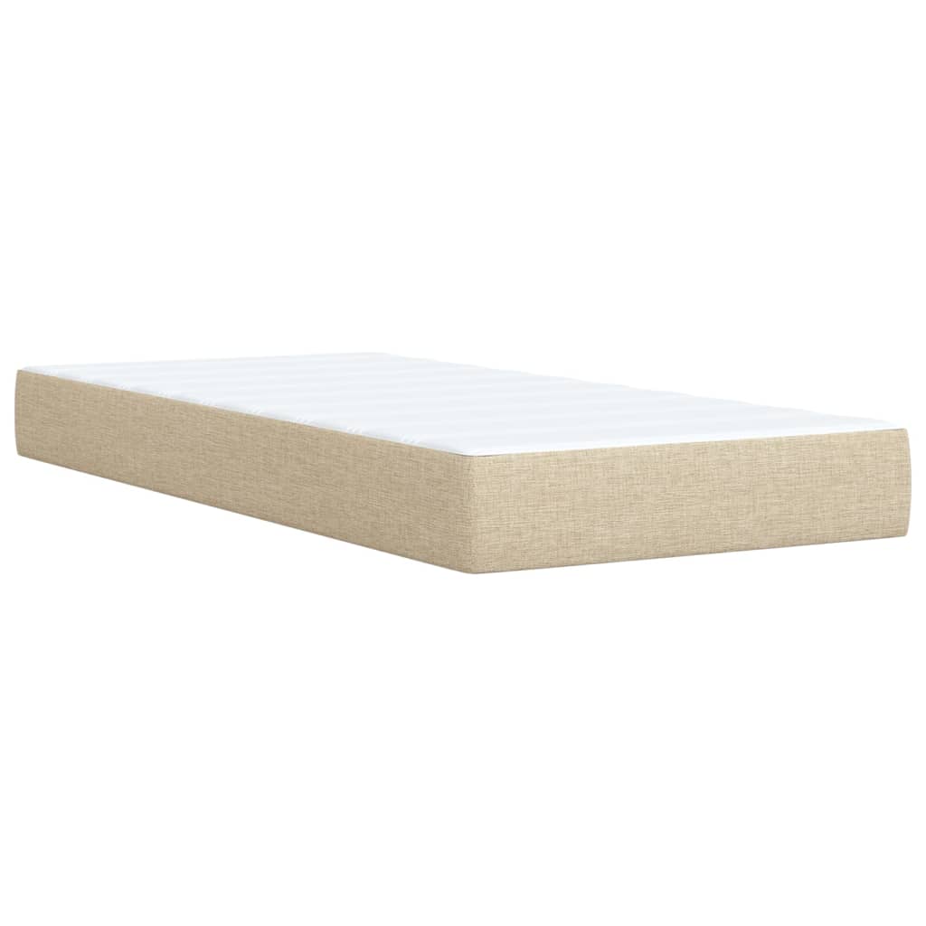 Box Spring Postel S Matrací Krémová 100 X 200 Cm Textil