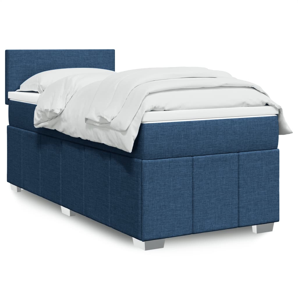 Box Spring Postel S Matrací Černá Textil Modrá