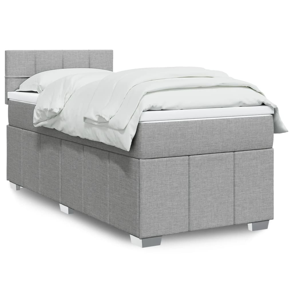 Box Spring Postel S Matrací Textil Světle Šedá