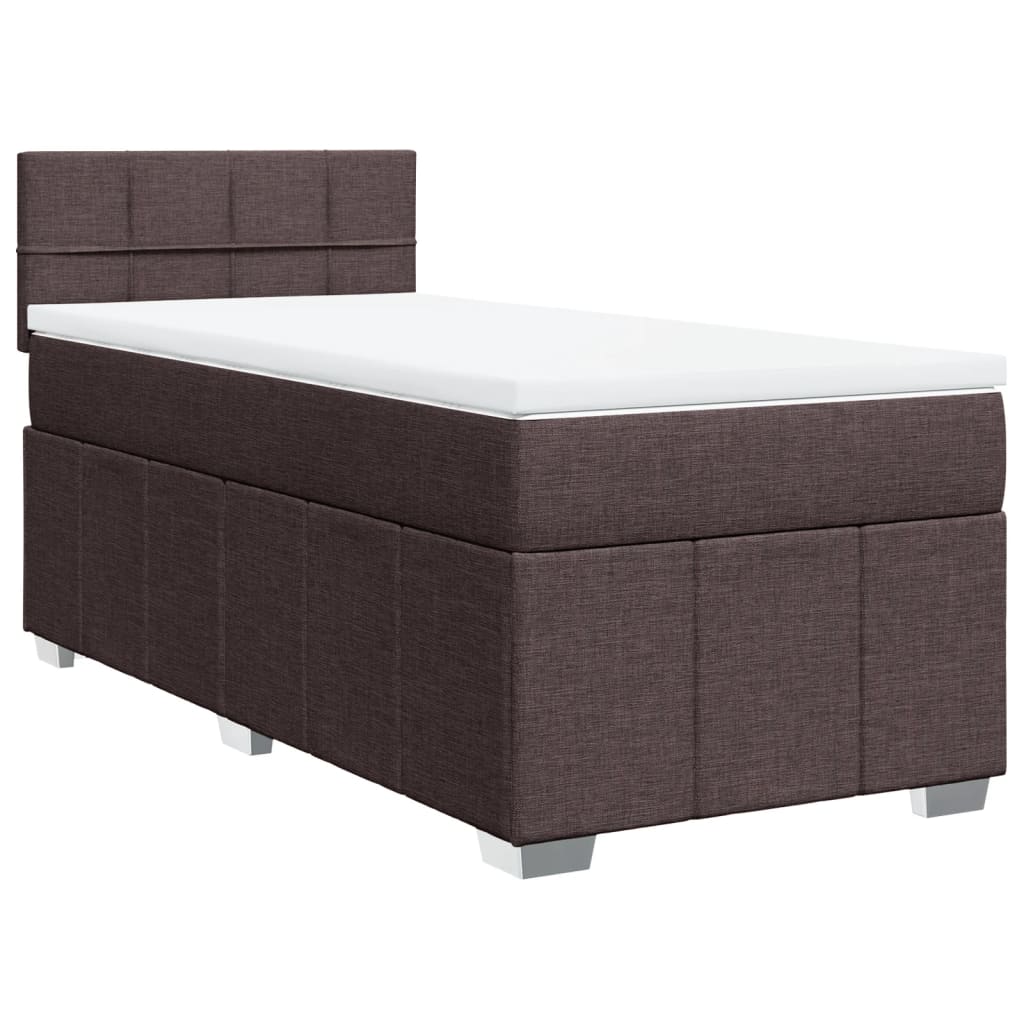 Box Spring Postel S Matrací Tmavě Hnědá 100 X 200 Cm Textil