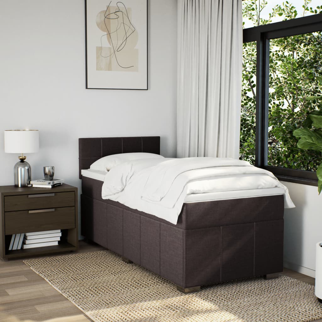 Box Spring Postel S Matrací Tmavě Hnědá 100 X 200 Cm Textil