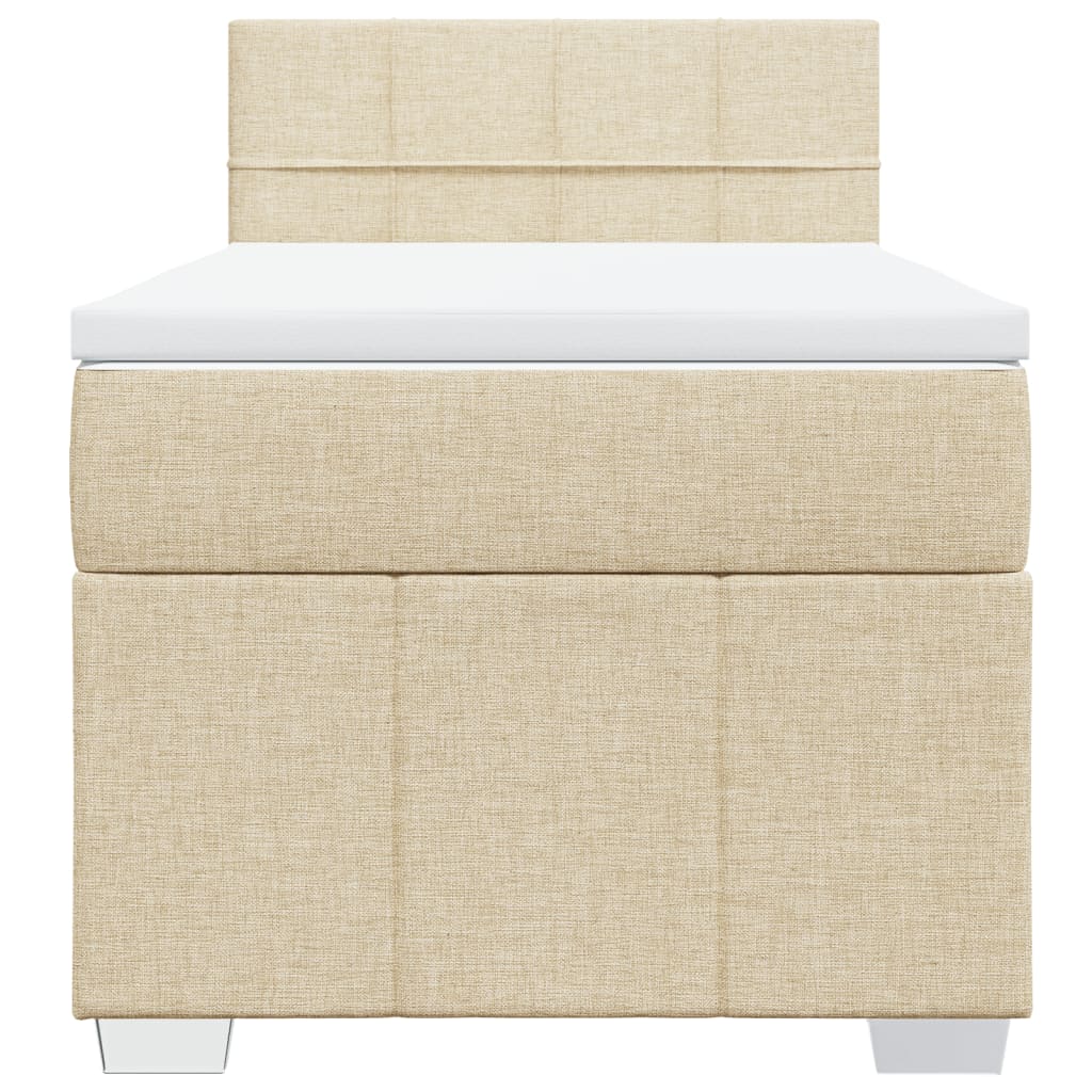 Box Spring Postel S Matrací Krémová 100 X 200 Cm Textil