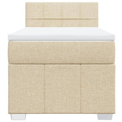 Box Spring Postel S Matrací Krémová 100 X 200 Cm Textil