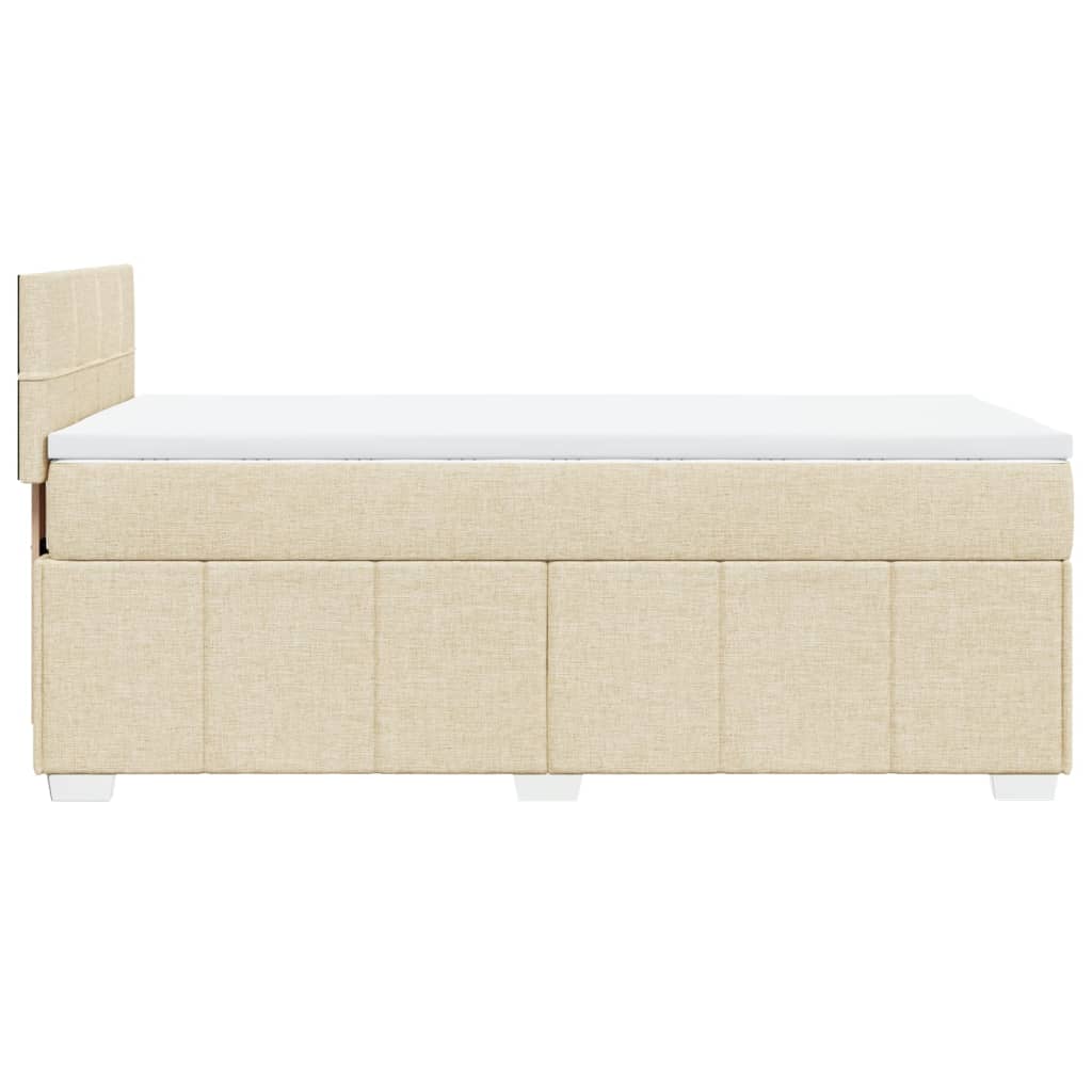 Box Spring Postel S Matrací Krémová 100 X 200 Cm Textil