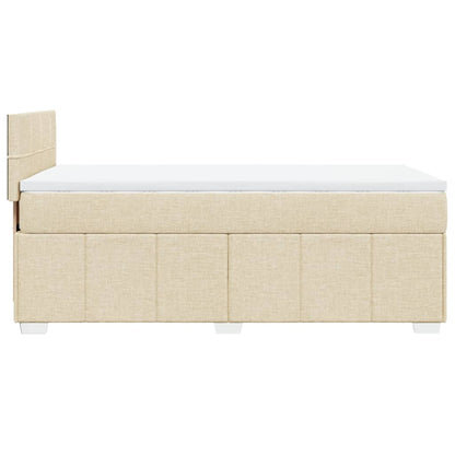 Box Spring Postel S Matrací Krémová 100 X 200 Cm Textil