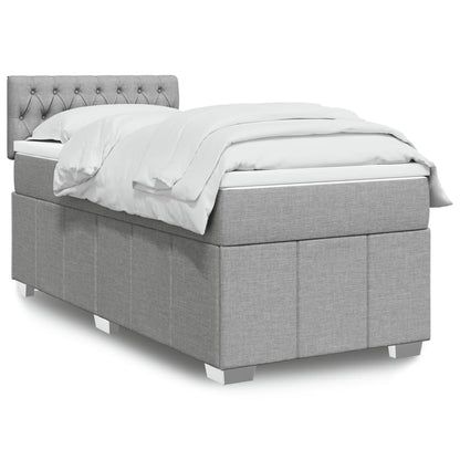 Box Spring Postel S Matrací Textil Světle Šedá