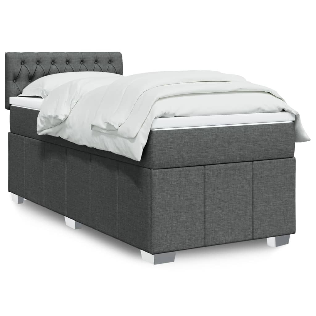 Box Spring Postel S Matrací Textil Tmavě Šedá