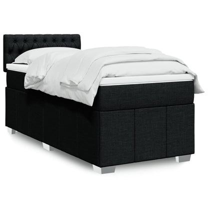Box Spring Postel S Matrací Černá Textil Černá