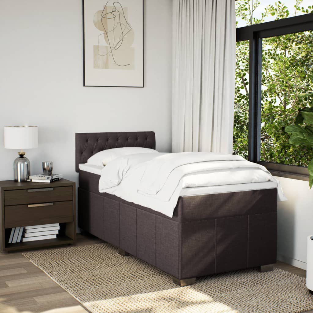 Box Spring Postel S Matrací Tmavě Hnědá 100 X 200 Cm Textil