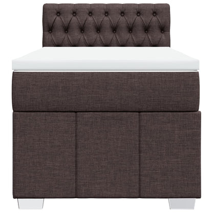 Box Spring Postel S Matrací Tmavě Hnědá 100 X 200 Cm Textil