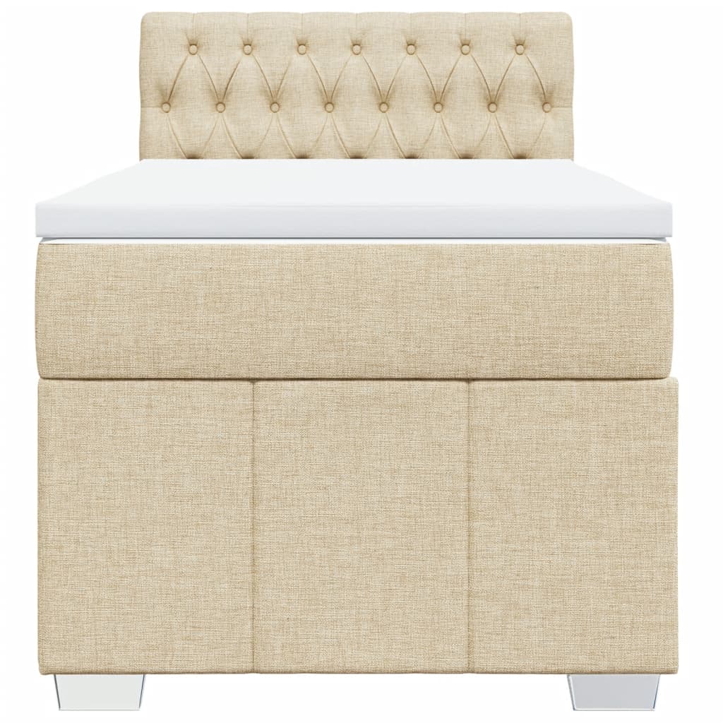 Box Spring Postel S Matrací Krémová 100 X 200 Cm Textil