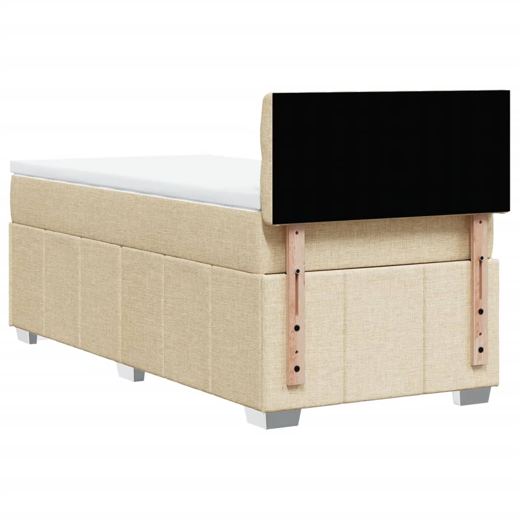 Box Spring Postel S Matrací Krémová 100 X 200 Cm Textil