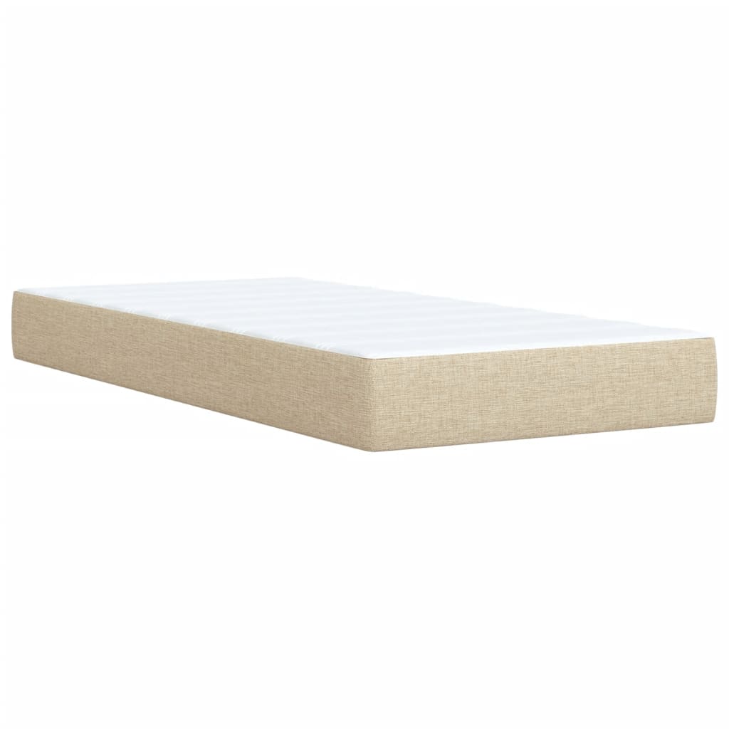 Box Spring Postel S Matrací Krémová 100 X 200 Cm Textil