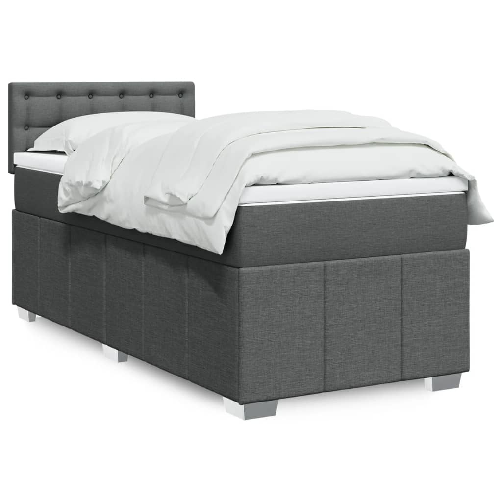 Box Spring Postel S Matrací Textil Tmavě Šedá