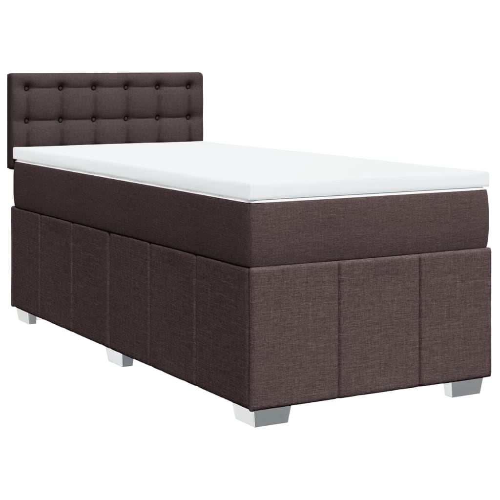 Box Spring Postel S Matrací Tmavě Hnědá 100 X 200 Cm Textil