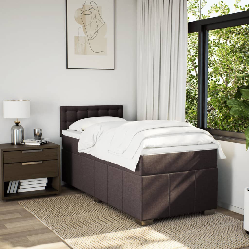 Box Spring Postel S Matrací Tmavě Hnědá 100 X 200 Cm Textil