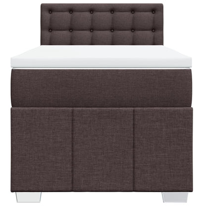Box Spring Postel S Matrací Tmavě Hnědá 100 X 200 Cm Textil