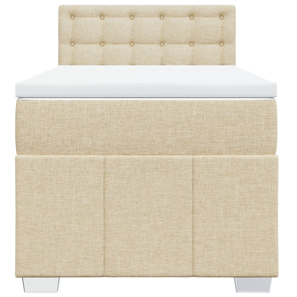 Box Spring Postel S Matrací Krémová 100 X 200 Cm Textil