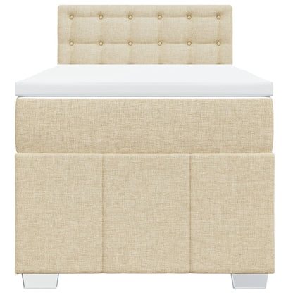 Box Spring Postel S Matrací Krémová 100 X 200 Cm Textil