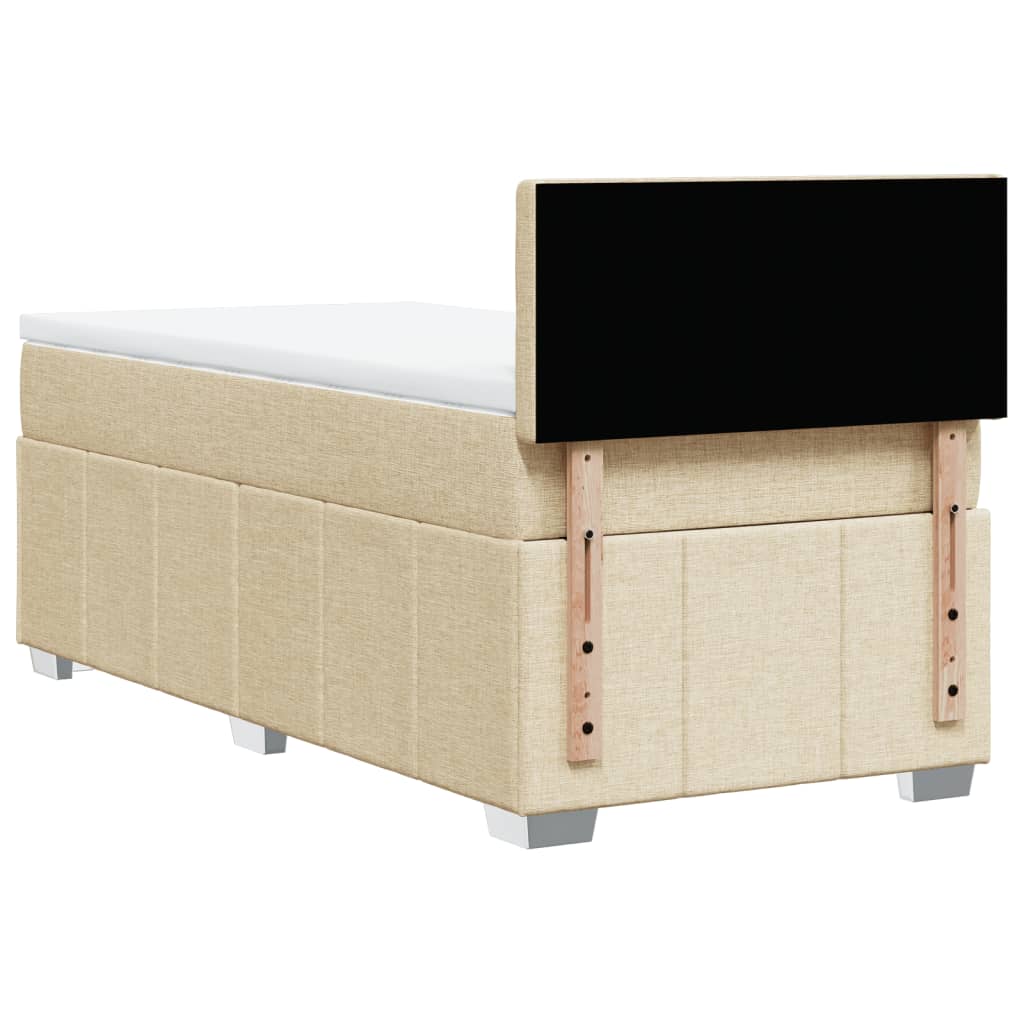Box Spring Postel S Matrací Krémová 100 X 200 Cm Textil