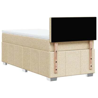 Box Spring Postel S Matrací Krémová 100 X 200 Cm Textil