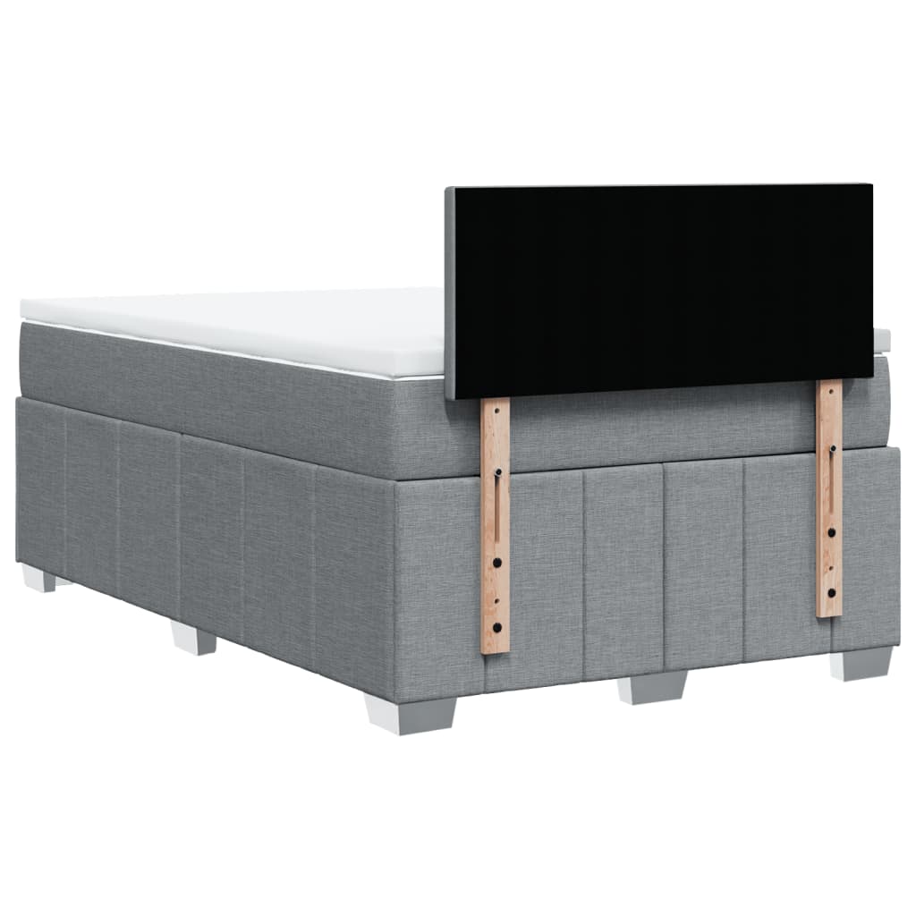 Box Spring Postel S Matrací Textil Světle Šedá