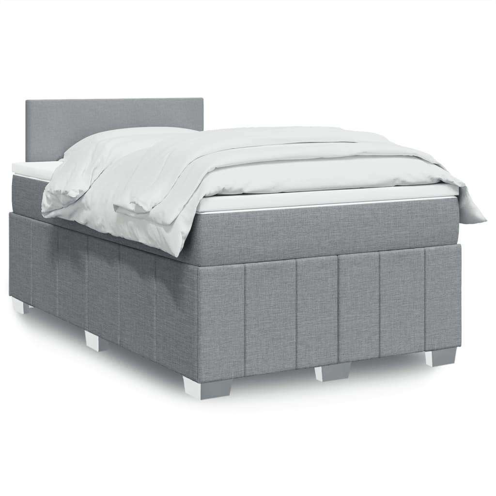 Box Spring Postel S Matrací Textil Světle Šedá