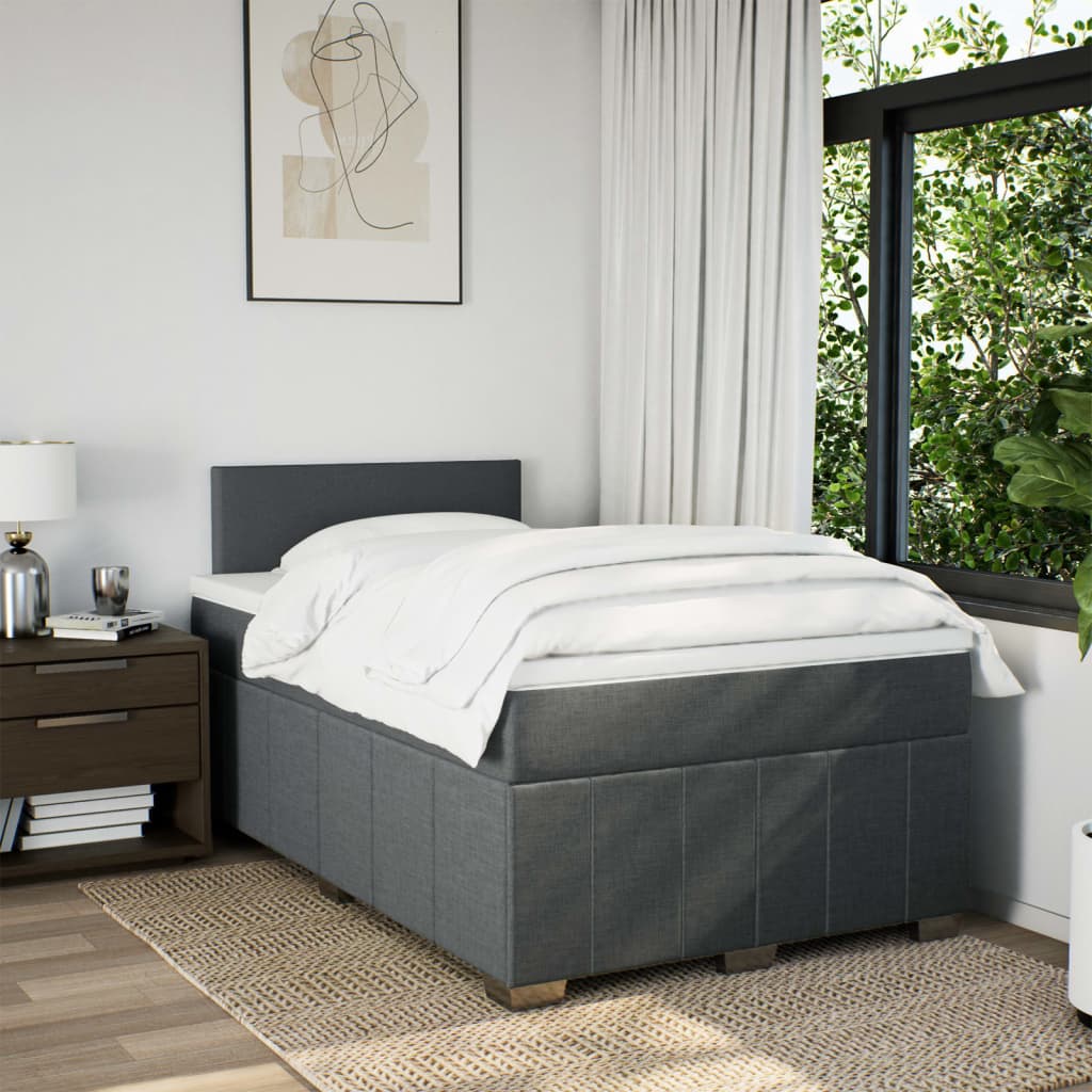 Box Spring Postel S Matrací Tmavě Šedá 120X190 Cm Textil