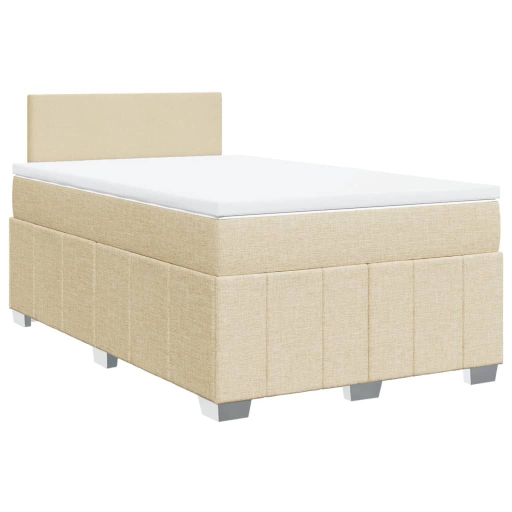 Box Spring Postel S Matrací Krémová 120X190 Cm Textil