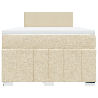 Box Spring Postel S Matrací Krémová 120X190 Cm Textil
