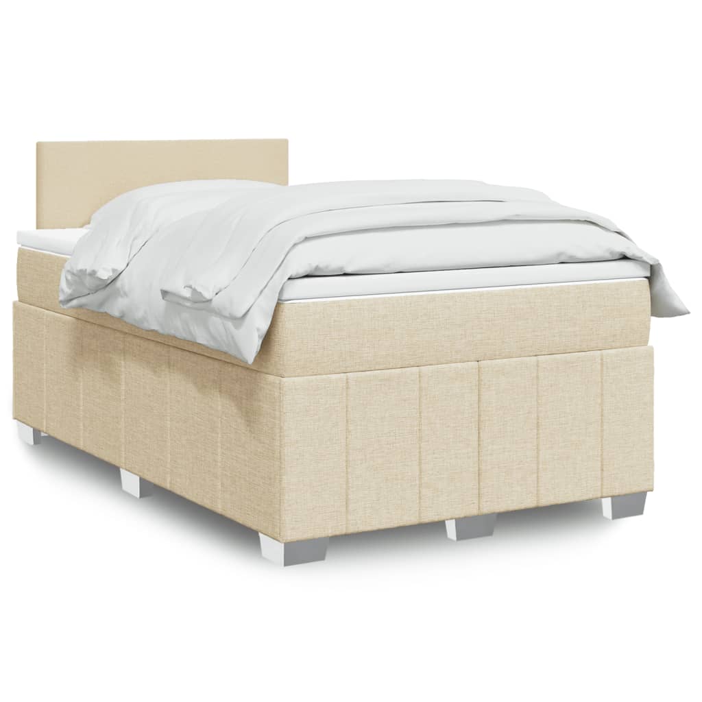 Box Spring Postel S Matrací Krémová 120X190 Cm Textil