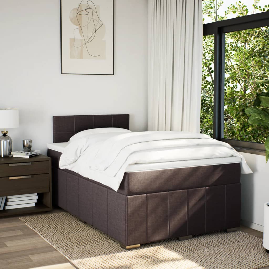 Box Spring Postel S Matrací Tmavě Hnědá 120X190 Cm Textil