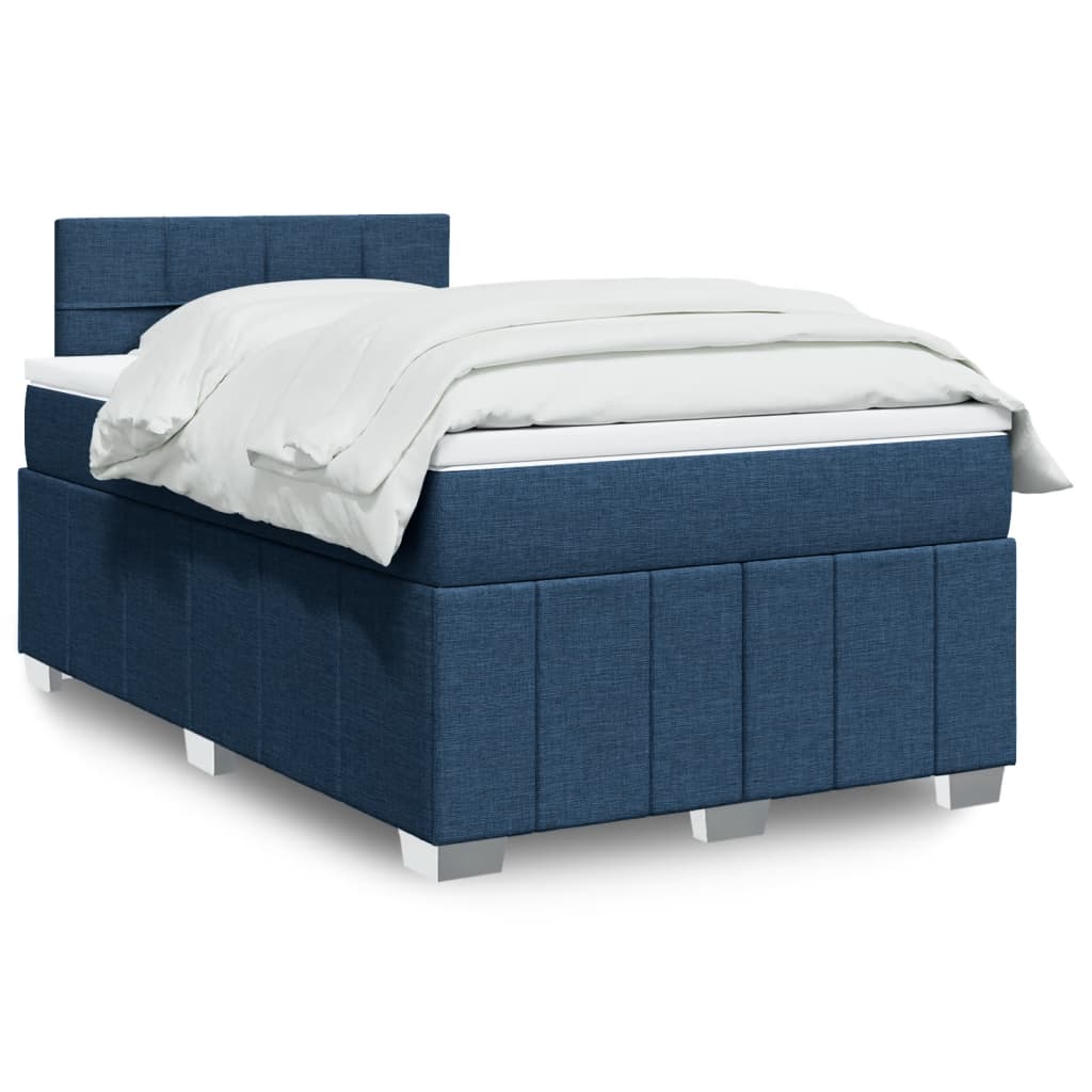 Box Spring Postel S Matrací Černá Textil Modrá