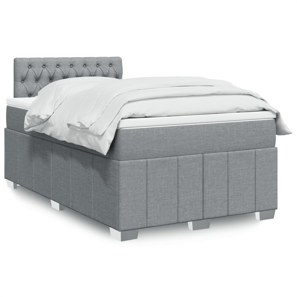 Box Spring Postel S Matrací Textil Světle Šedá