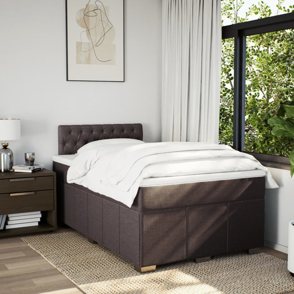 Box Spring Postel S Matrací Tmavě Hnědá 120X190 Cm Textil