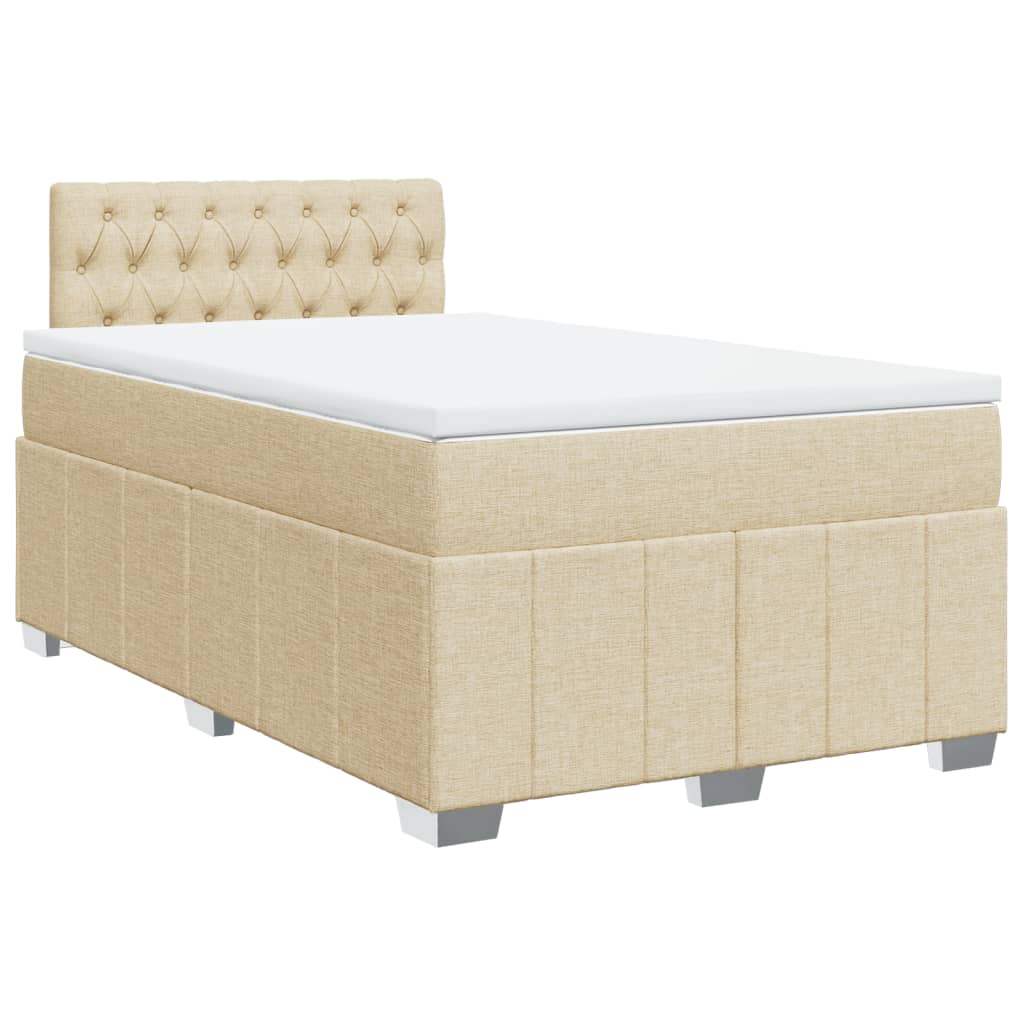 Box Spring Postel S Matrací Krémová 120X190 Cm Textil