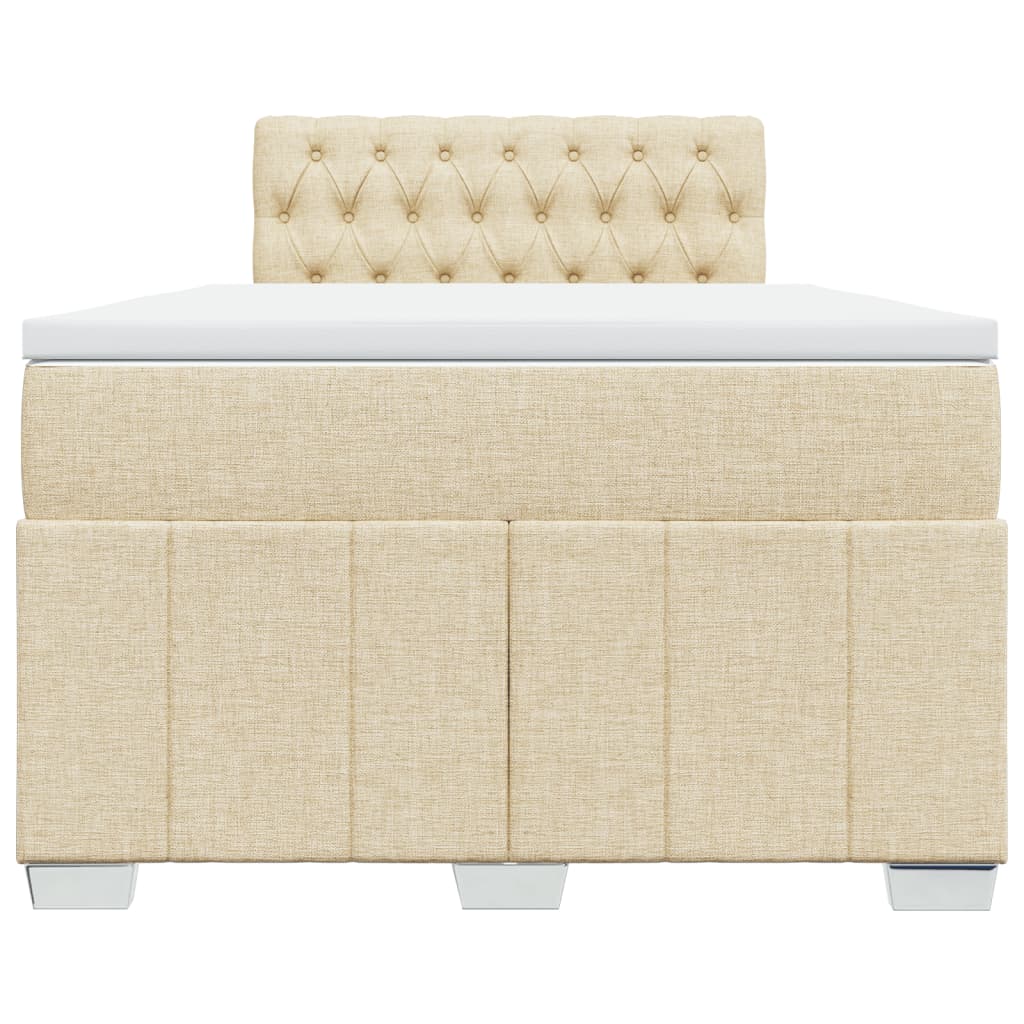 Box Spring Postel S Matrací Krémová 120X190 Cm Textil
