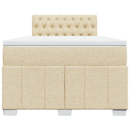 Box Spring Postel S Matrací Krémová 120X190 Cm Textil