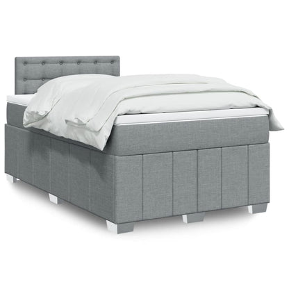 Box Spring Postel S Matrací Textil Světle Šedá