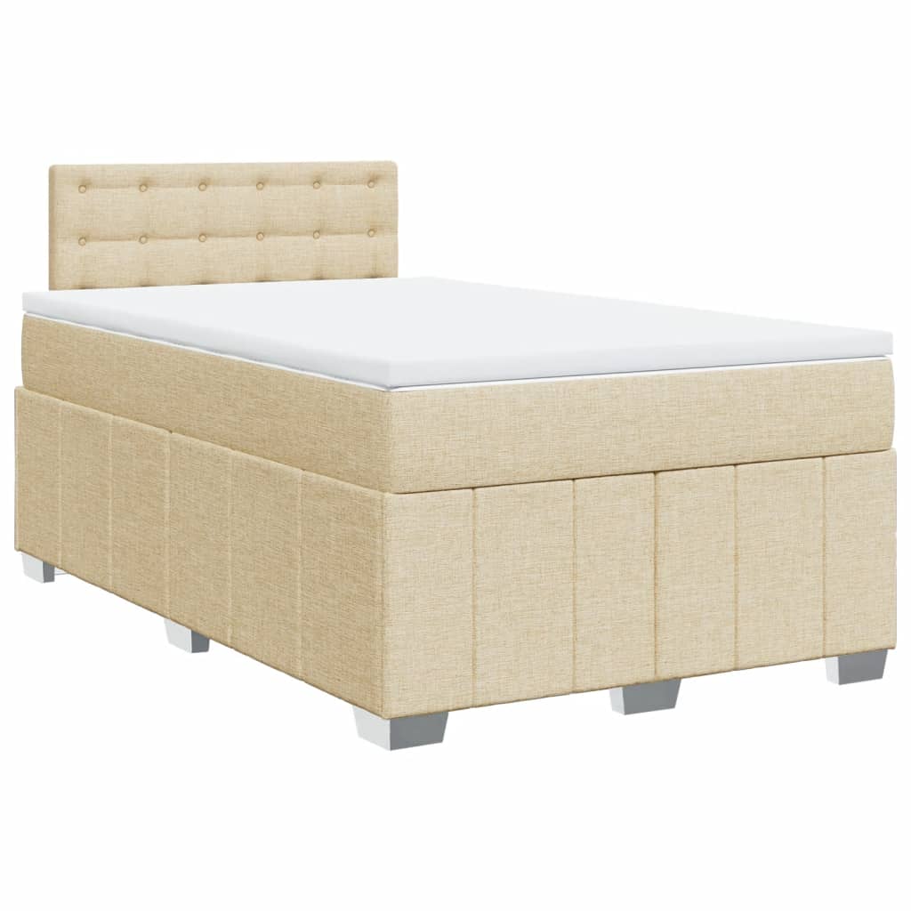 Box Spring Postel S Matrací Krémová 120X190 Cm Textil