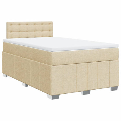 Box Spring Postel S Matrací Krémová 120X190 Cm Textil