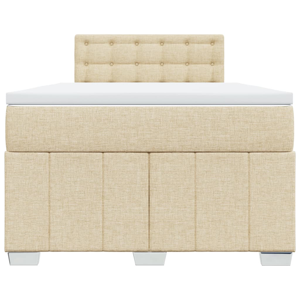 Box Spring Postel S Matrací Krémová 120X190 Cm Textil