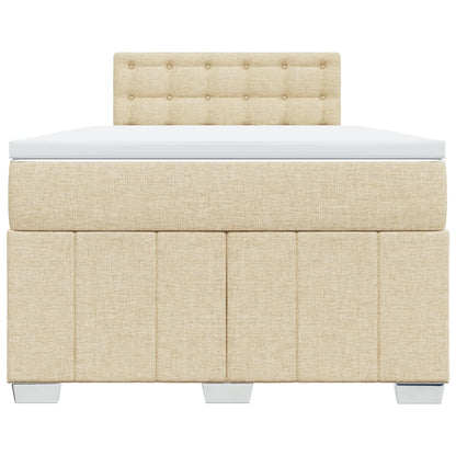 Box Spring Postel S Matrací Krémová 120X190 Cm Textil