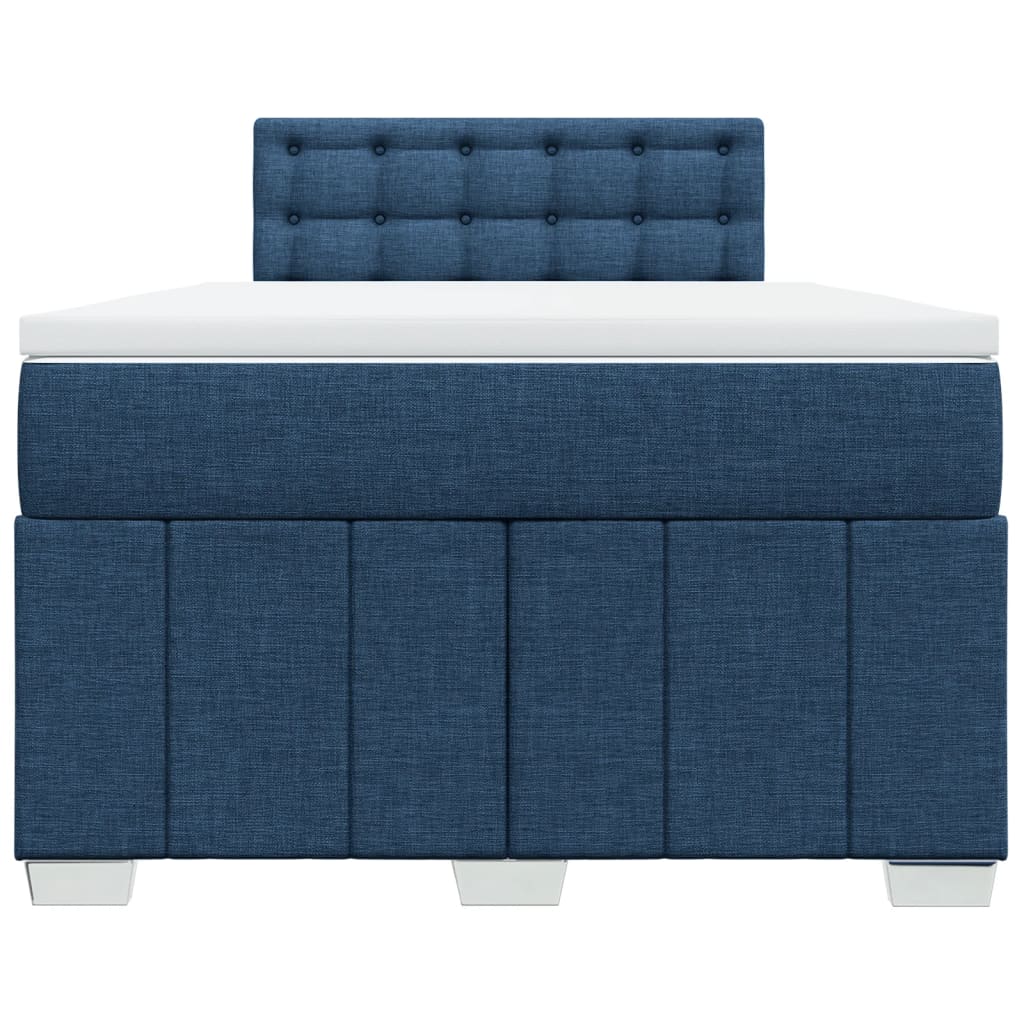 Box Spring Postel S Matrací Černá Textil Modrá