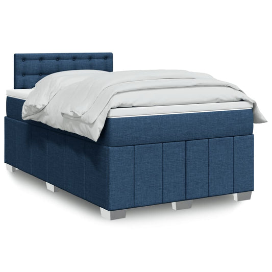 Box Spring Postel S Matrací Černá Textil Modrá