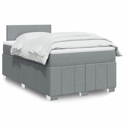 Box Spring Postel S Matrací Textil Světle Šedá