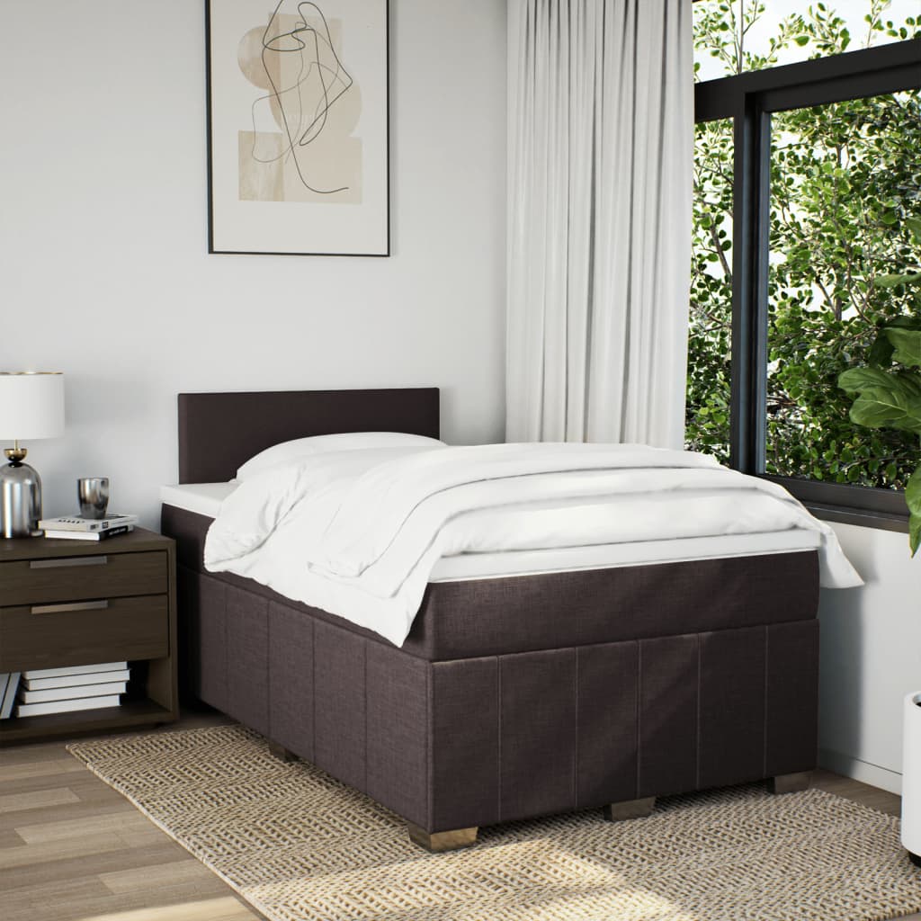 Box Spring Postel S Matrací Tmavě Hnědá 120X200 Cm Textil