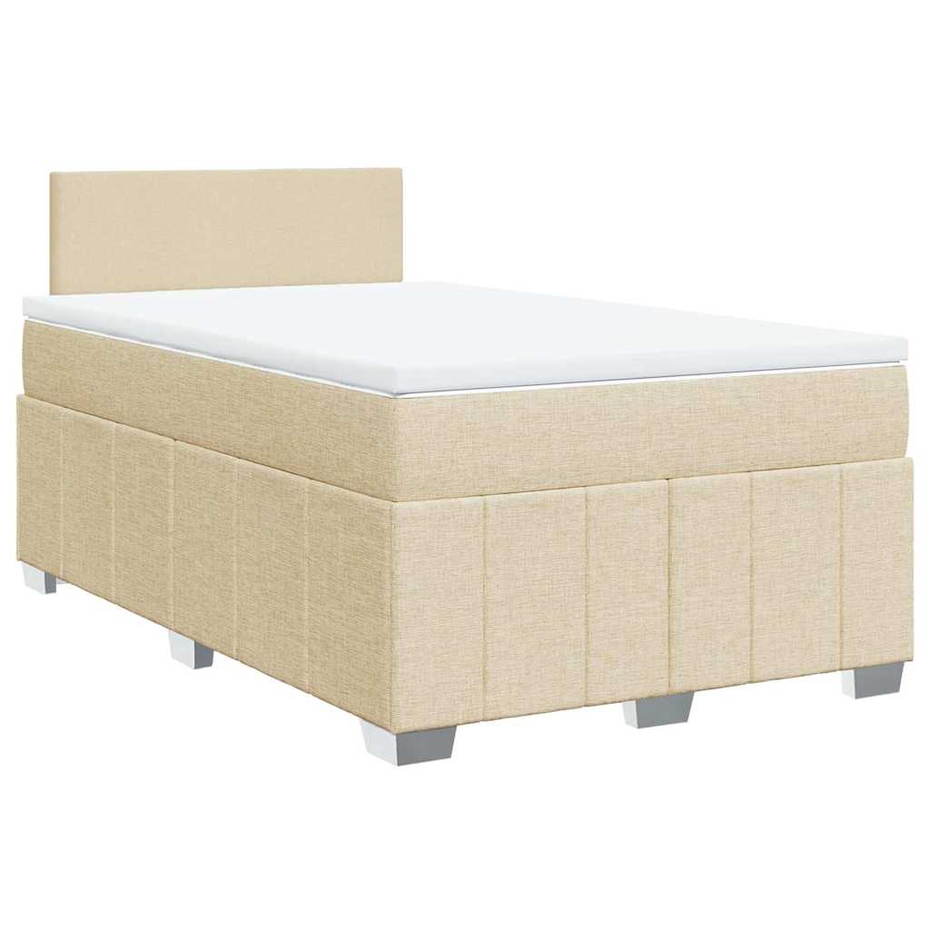 Box Spring Postel S Matrací Krémová 120X200 Cm Textil